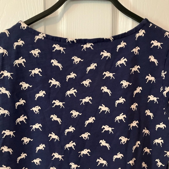Boden Phoebe Jersey Navy 100% Cotton Casual Dress Equestrian Print Sz 10P - Picture 3 of 9